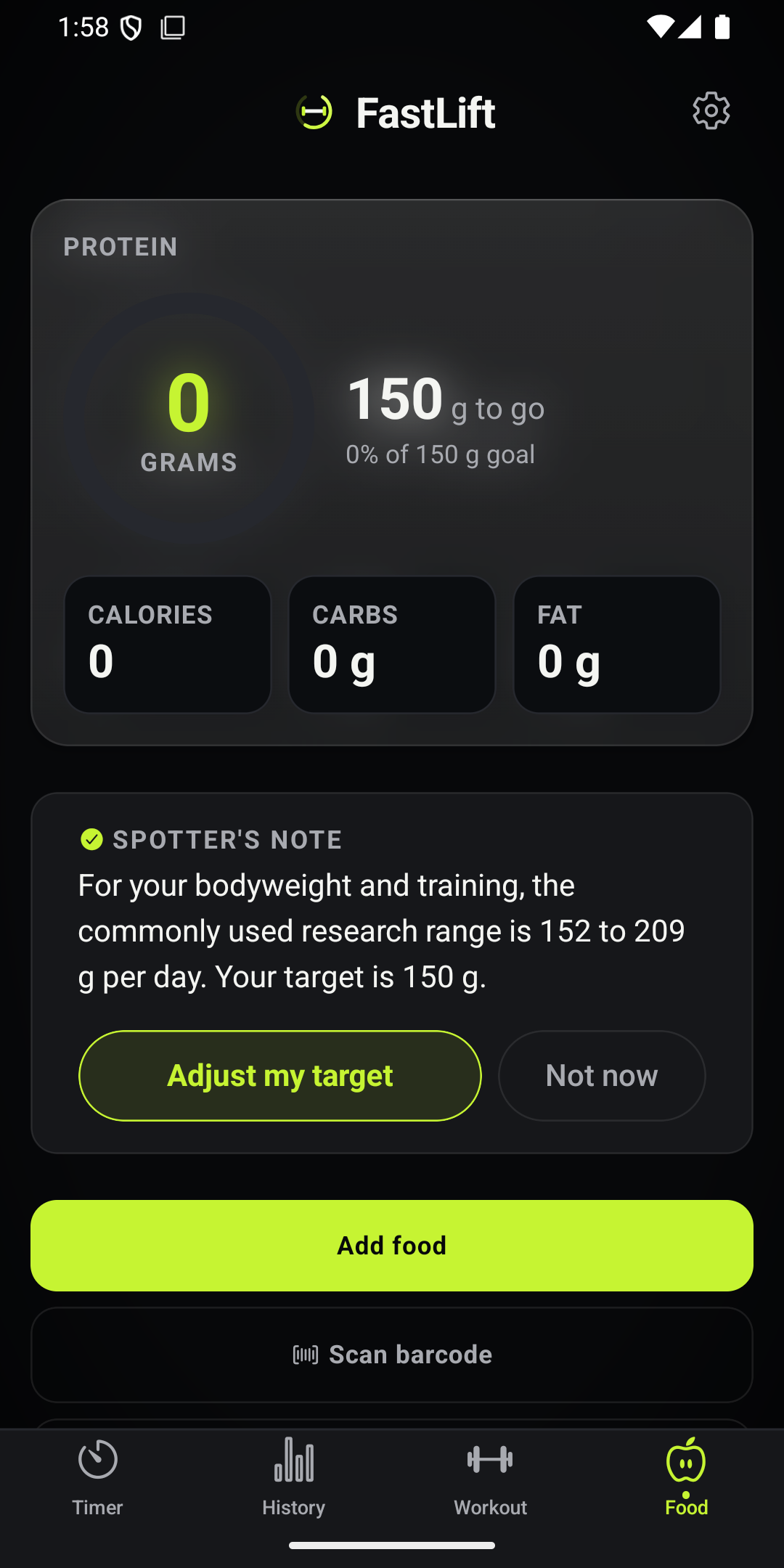 FastLift confirmation card for a run pulled from Apple Health, waiting to be confirmed